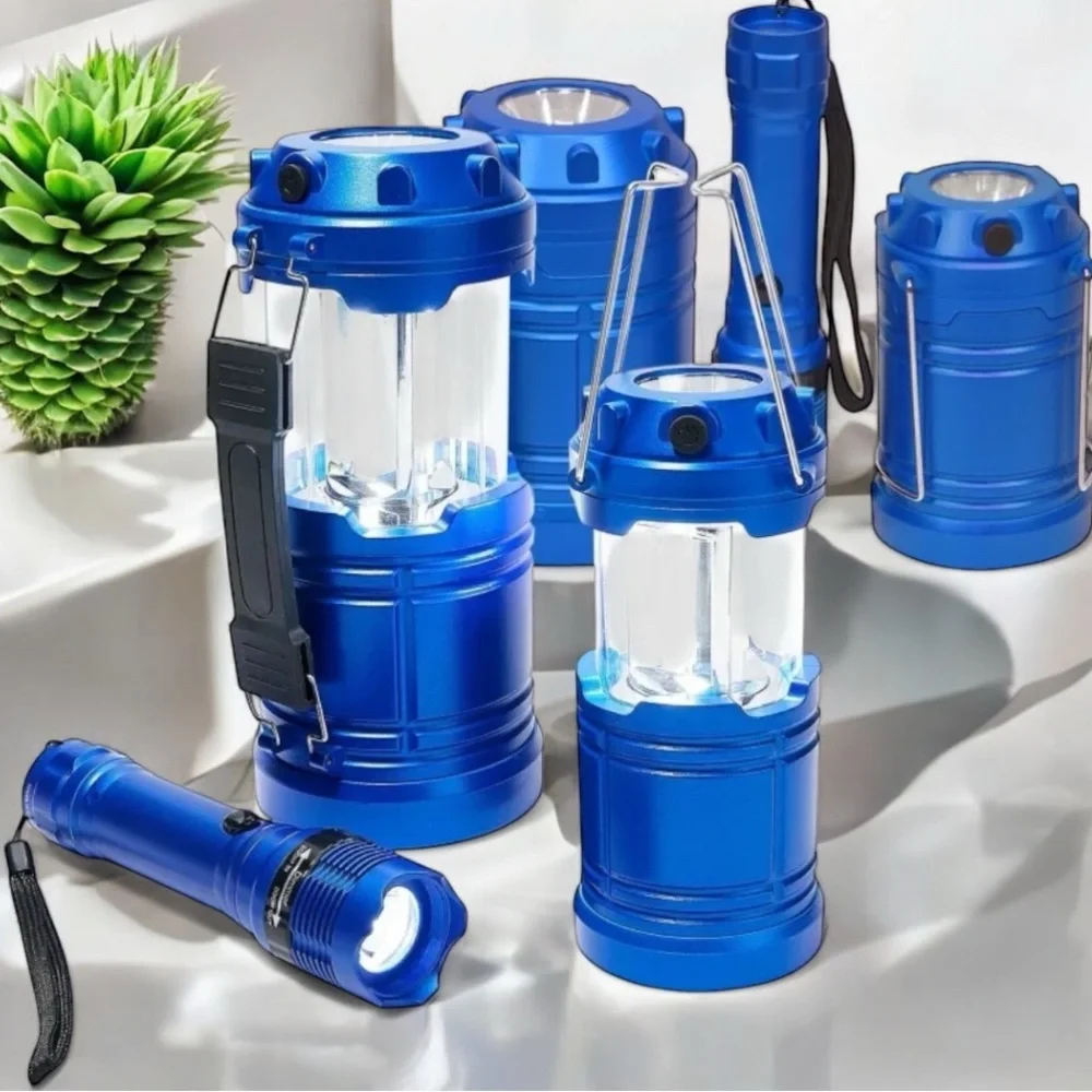 3-Piece LED Lantern and Work Light Bundle in Blue, NWT